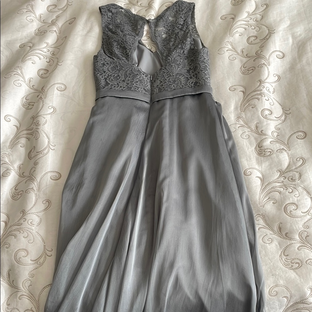 Gray Ruched Halter Gown for Prom - Picture 2 of 2